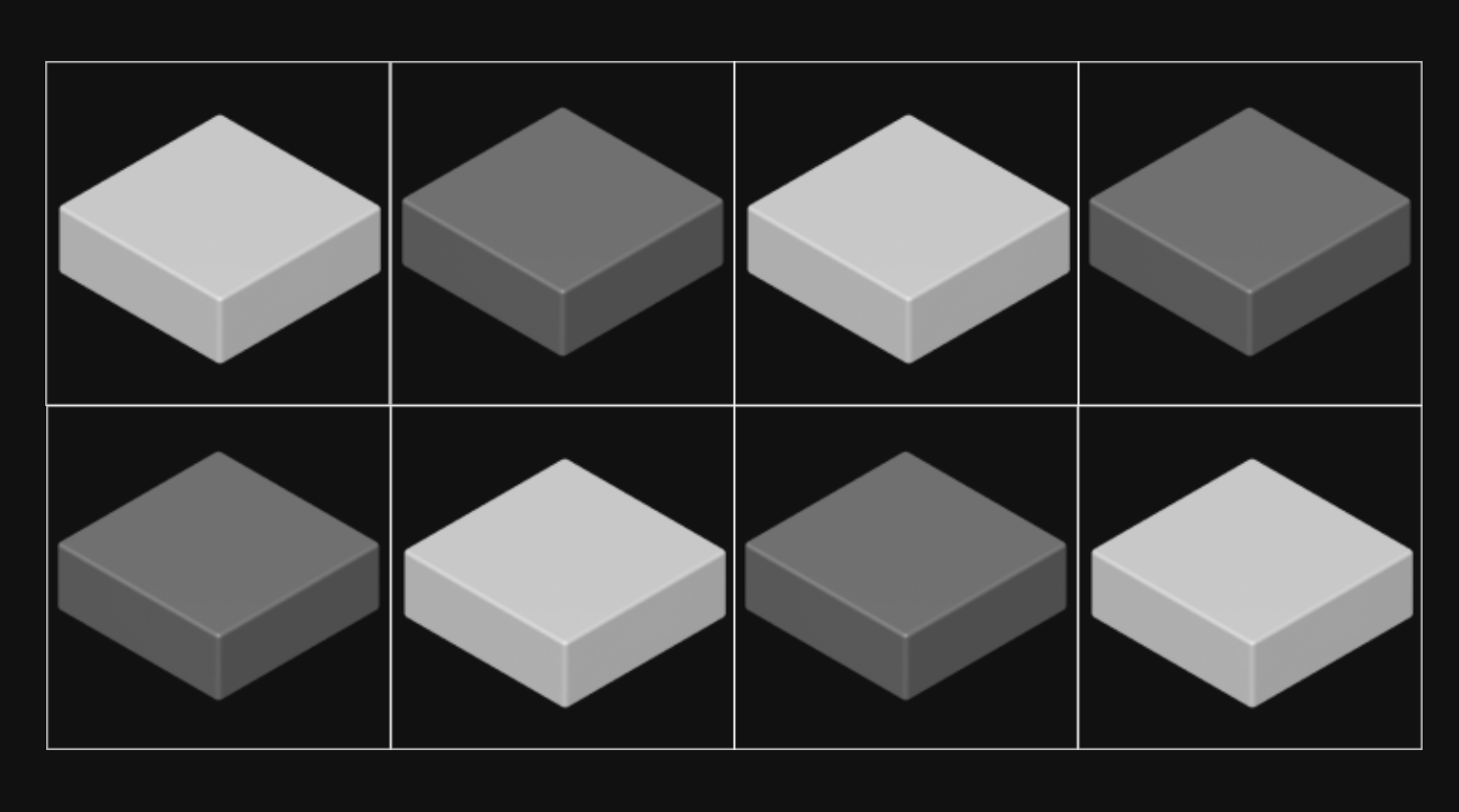 Tiles stacked in a grid